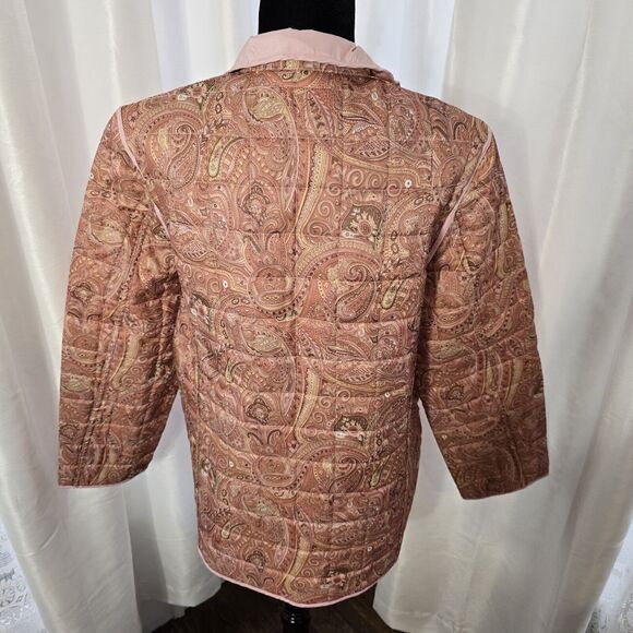 Liz Claiborne Reversible Quilted Coat Jacket Large Women Pink Paisley Lightweigt - Picture 7 of 11
